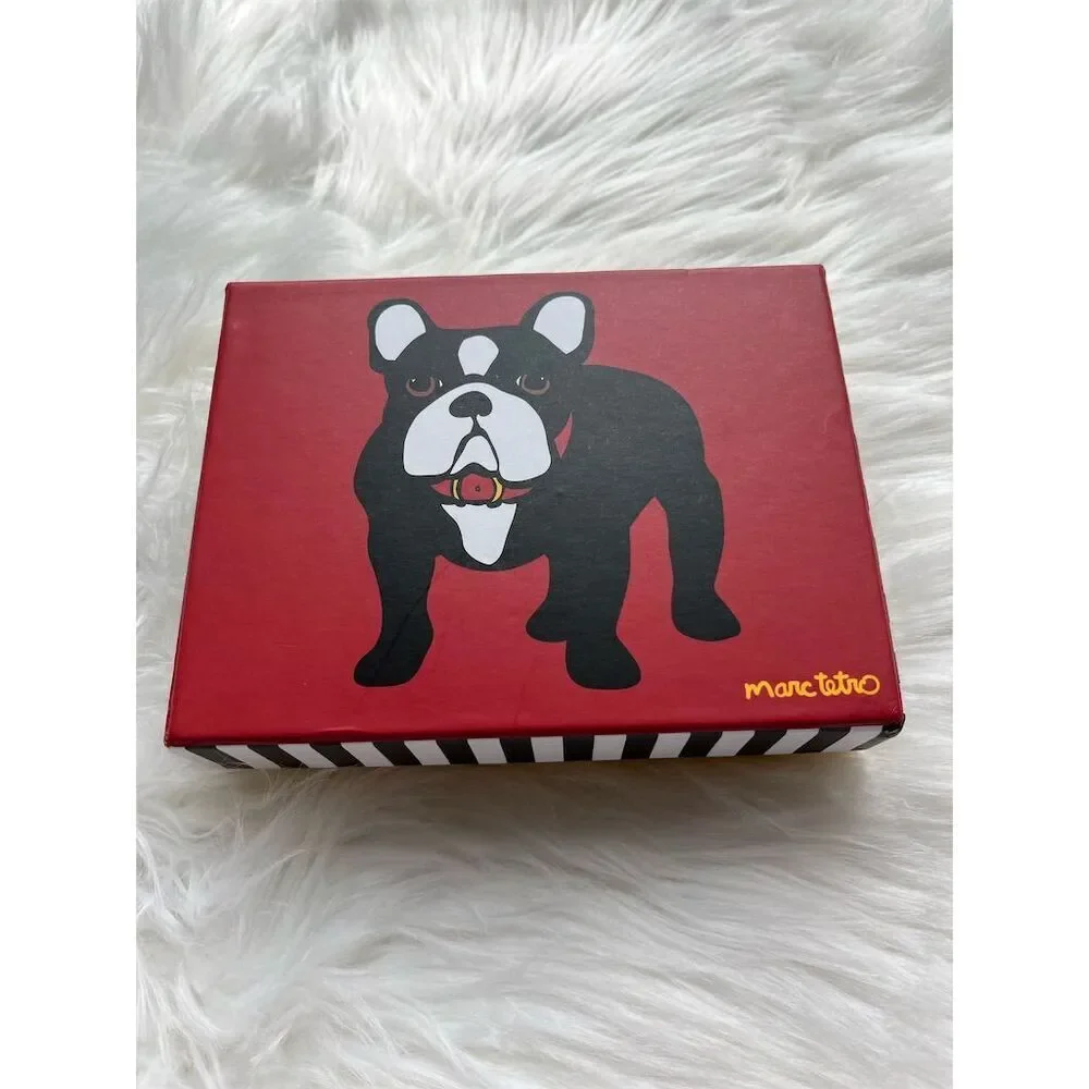 🆕 Marc Tetro Women's Red Zip-Around Wallet with French Bulldog Design